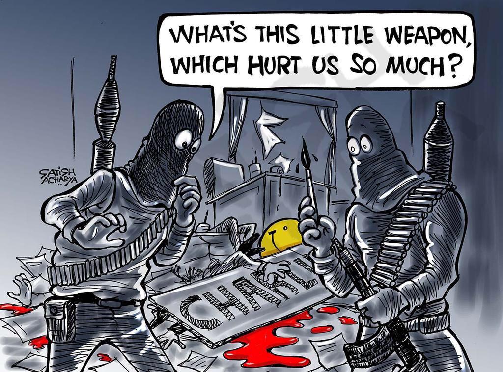 Karikaturisti z celého sveta reagujú na nedávny teroristický útok