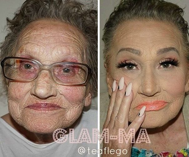 Babička chcela vyzerať mladšie a tak požiadala vnučku o make-up – Jej premena ohúrila svet
