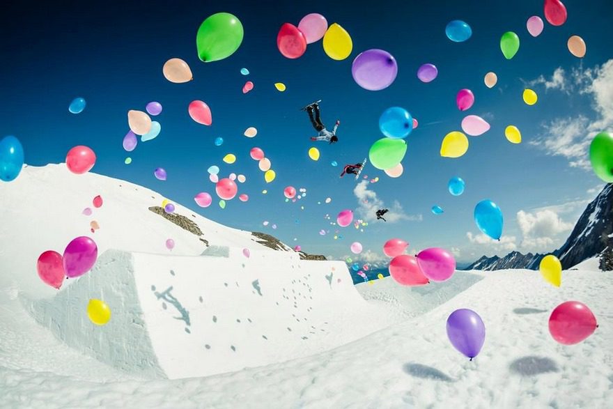 Photographer: Markus Rohrbacher Red Bull Illume 2016 Category: Enhance Athletes: Arthur Longo, Gjermund Braaten and Ludwig Biltoft Location: Kitzsteinhorn, Austria
