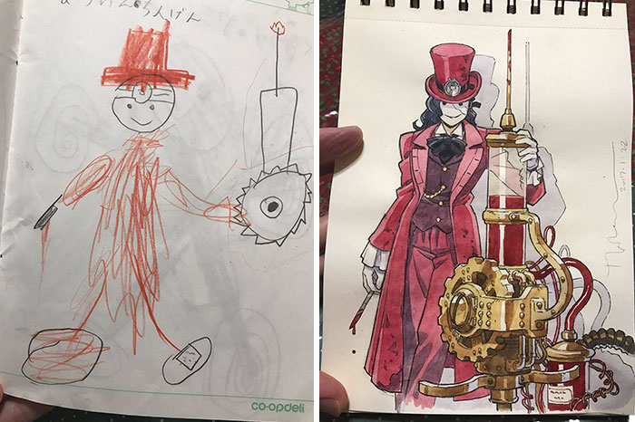 Otec premieňa kresby a čmáranice svojho syna na epické anime charaktery