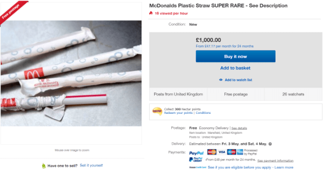 Istý človek predáva na eBayi plastové slamky z McDonald’s za 1 000 libier! Dôvod je bizarný