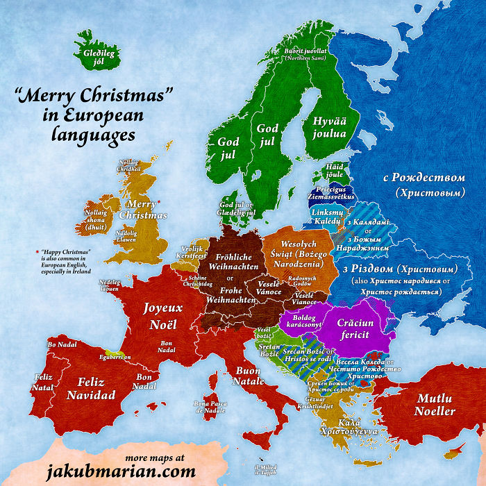 Táto mapa vám ukáže ako sa v jednotlivých európskych krajinách prajú „Veselé Vianoce“