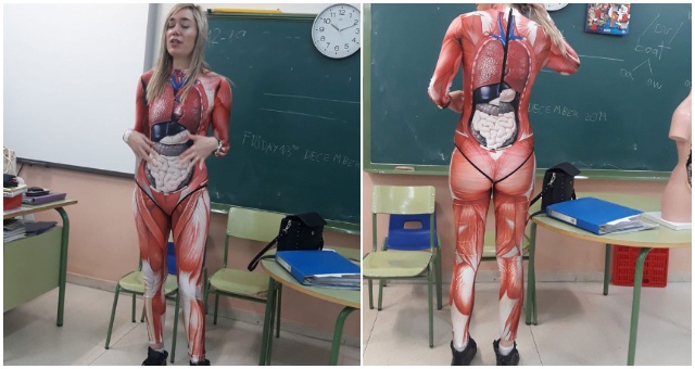 Žiaci túto učiteľku milujú – najnovšie sa obliekla na hodine anatómie do špeciálnych šiat