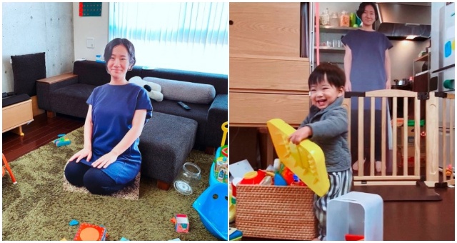 Japonská rodina vymyslela trik ako zabezpečiť, aby ročný chlapček neplakal za matkou, keď nie je doma