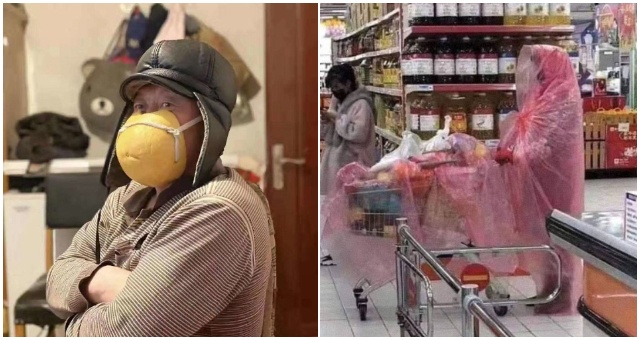 V Číne je nedostatok rúšok a ľudia sú nútení vymýšľať iný spôsob, ako sa chrániť, často aj trochu bizarný