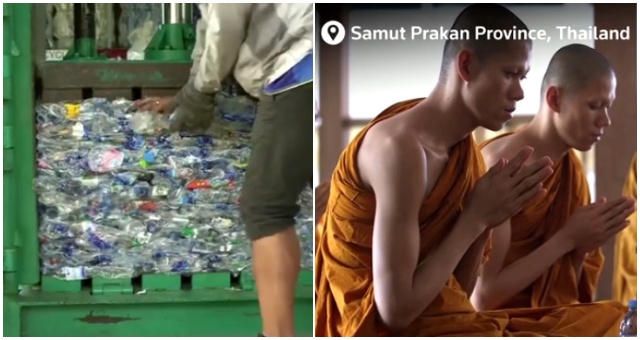 Thajskí budhistickí mnísi recyklujú plastový odpad a vyrábajú z neho svoje typické oranžové rúcha