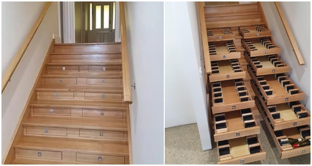 Aby využil priestor v dome, vytvoril si zo schodiska špeciálnu vínnu pivnicu