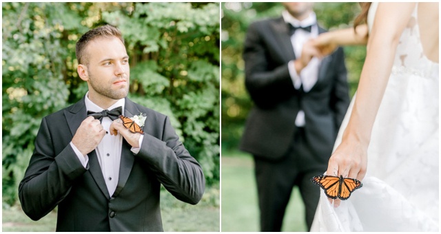 Niekedy stačí k dokonalým svadobným fotografiám aj ten najmenší detail, napríklad motýľ