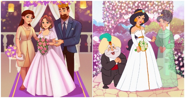 Chlapík si nejako takto predstavuje rodičov Disneyho postáv počas veľkého dňa ich dcér