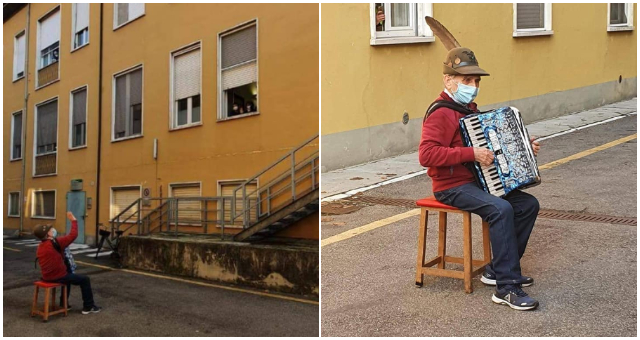 81-ročný chlap prišiel pred nemocnicu a hral tam pre svoju chorú manželku