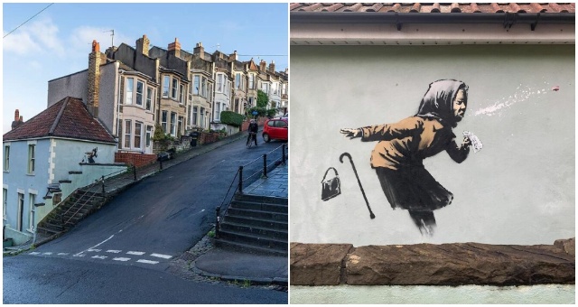 Banksy sa opäť pripomenul svojim originálny dielom na jednej z najstrmších britských ulíc