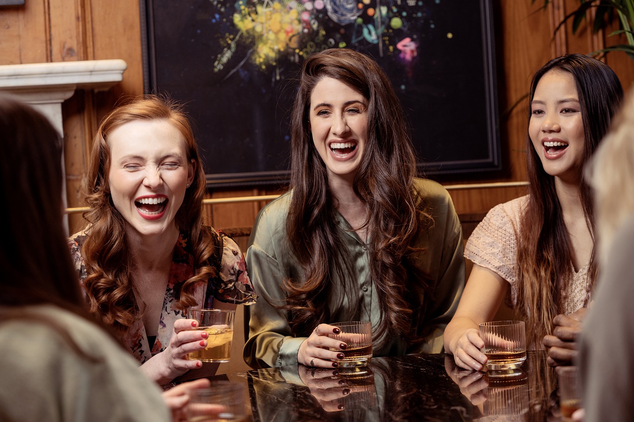 woman, drink, smile