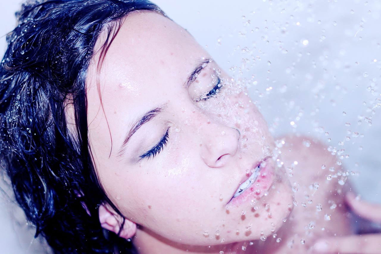adult, woman, showering