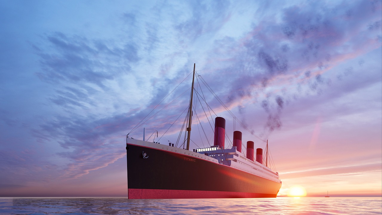 titanic, nature, sunset