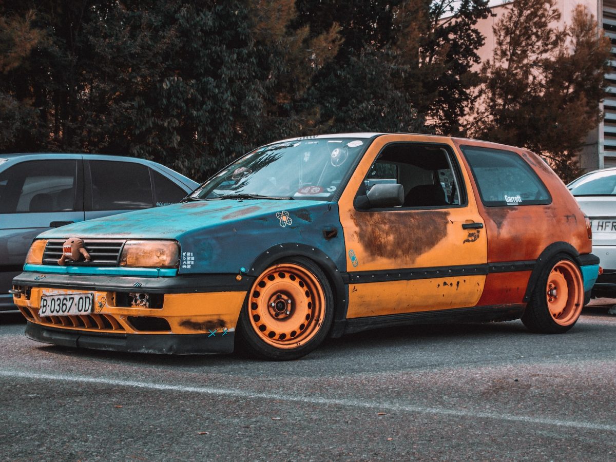 parked orange car