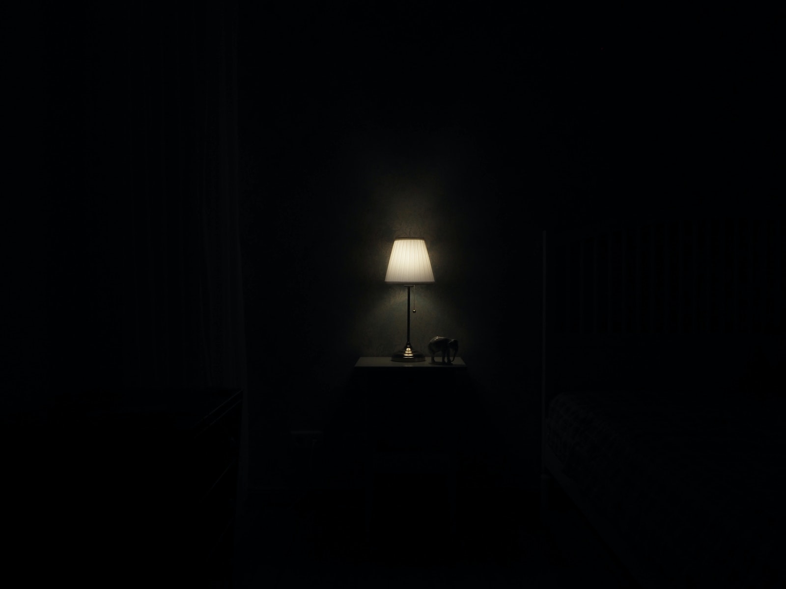 Turned-on Grey Table Lamp
