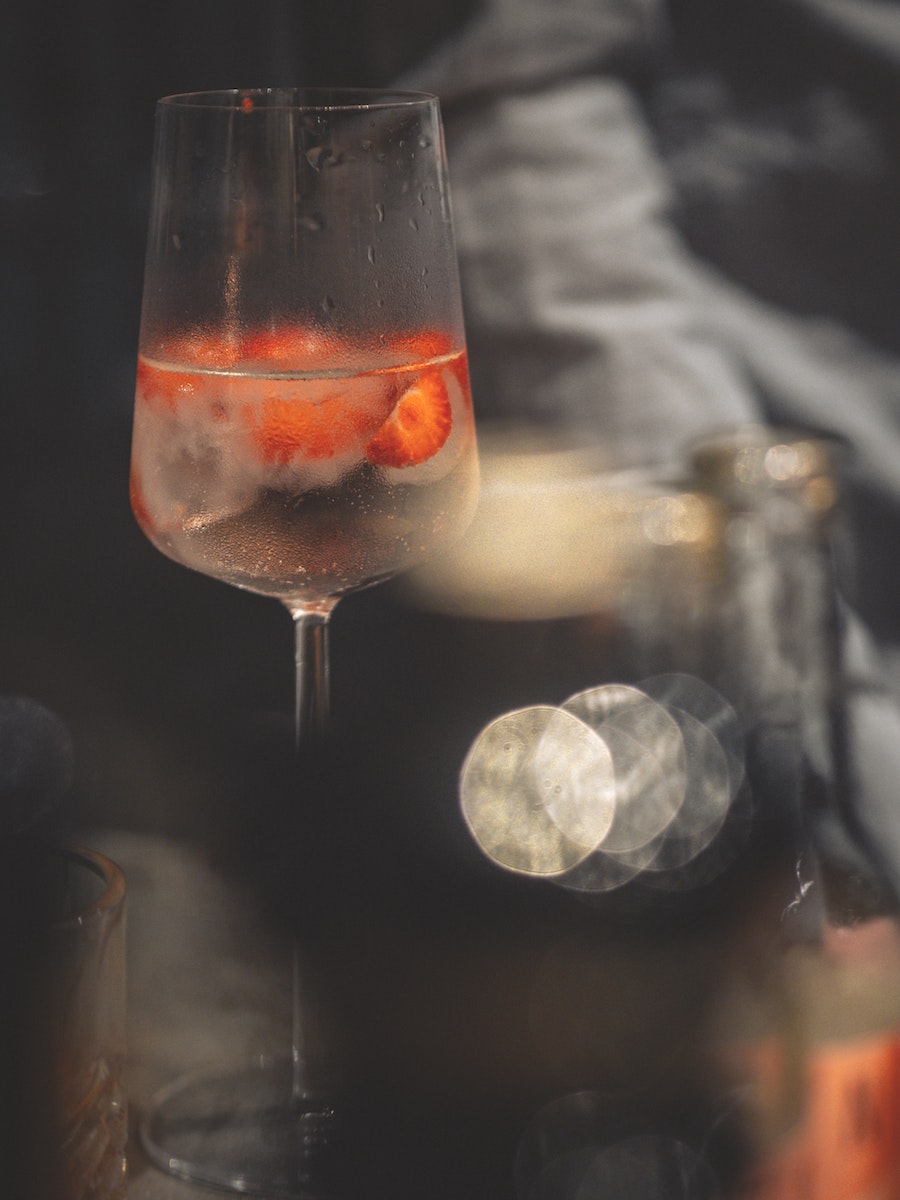 Juice With Sliced Strawberry Fruits