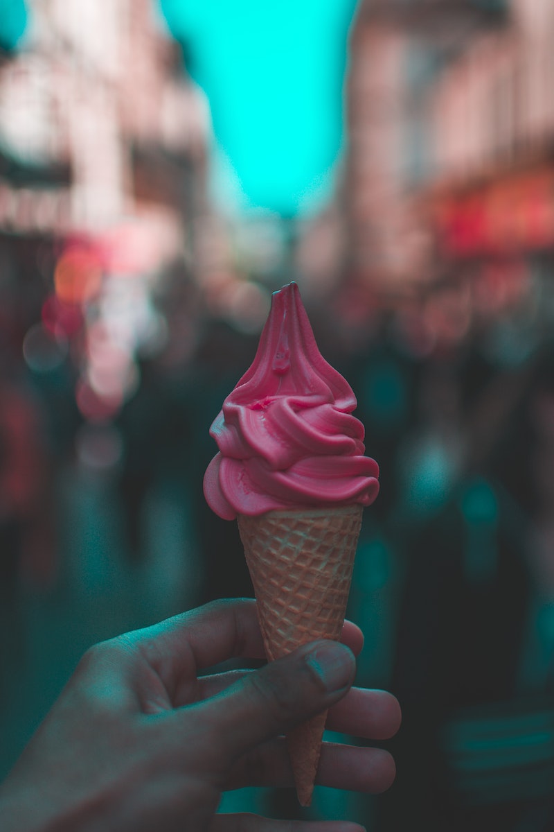 Person Holding Strawberry Ice Cream