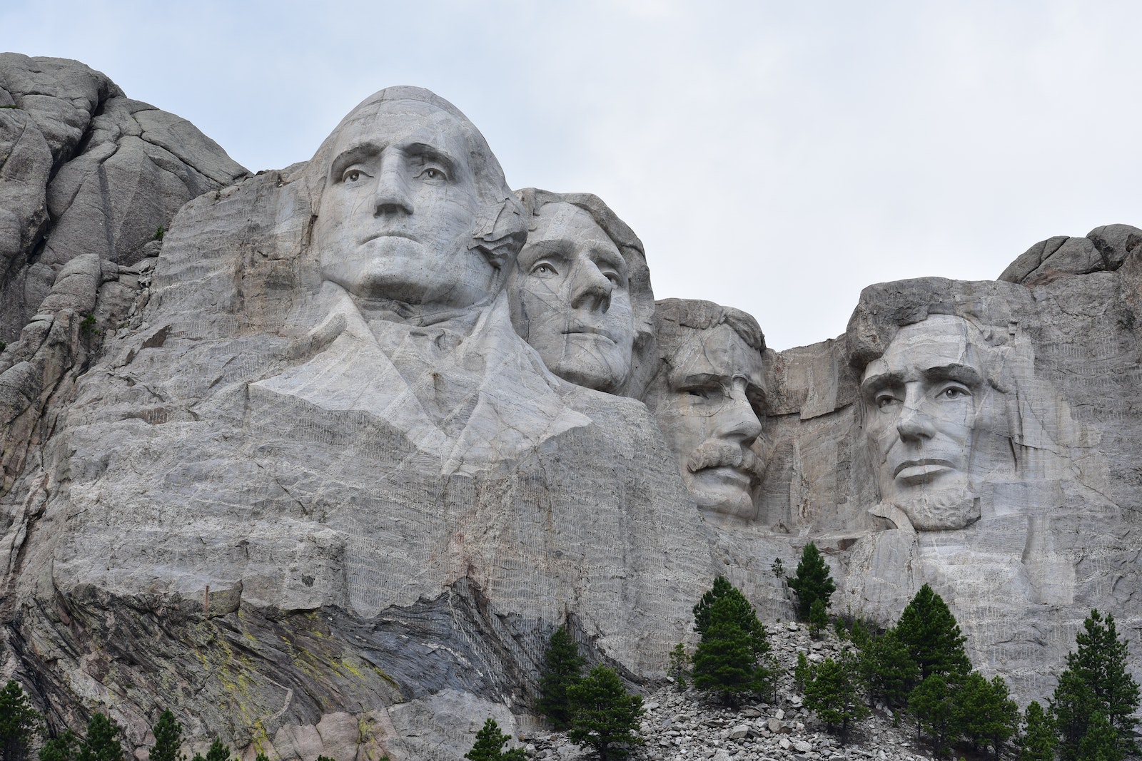 Granite faces of famous politicians carved on mount