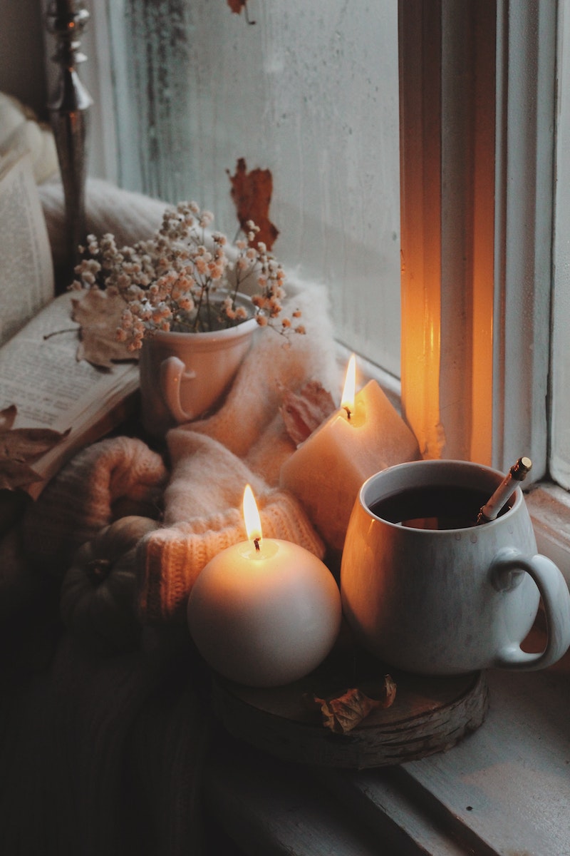 Window Decoration on Autumn Rainy Day