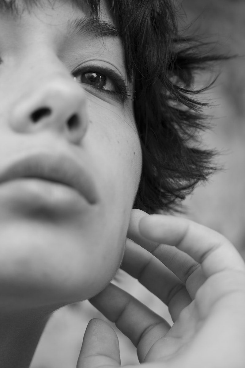 Grayscale Photo of Woman's Face
