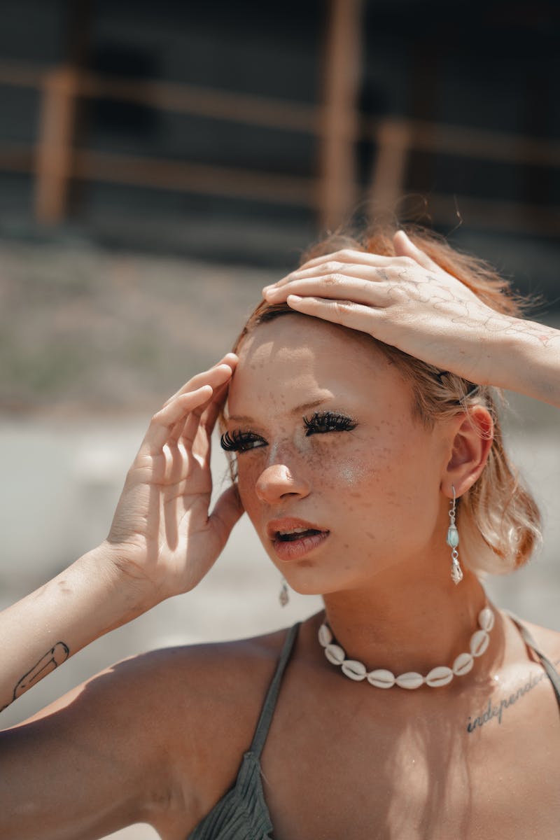 Blonde with False Lashes