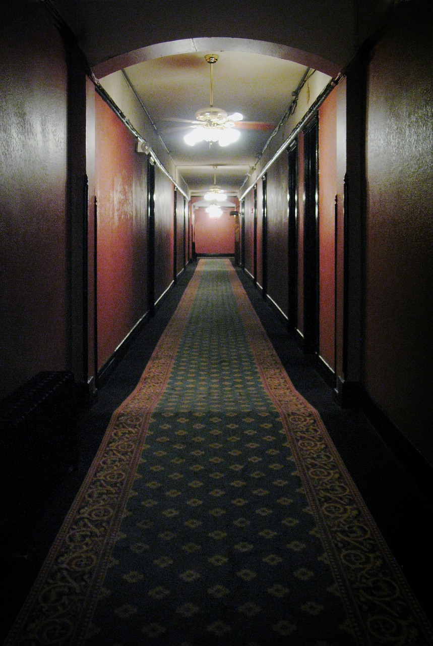 hallway, hotel, spooky