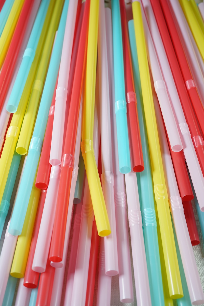 pink orange and green straw lot