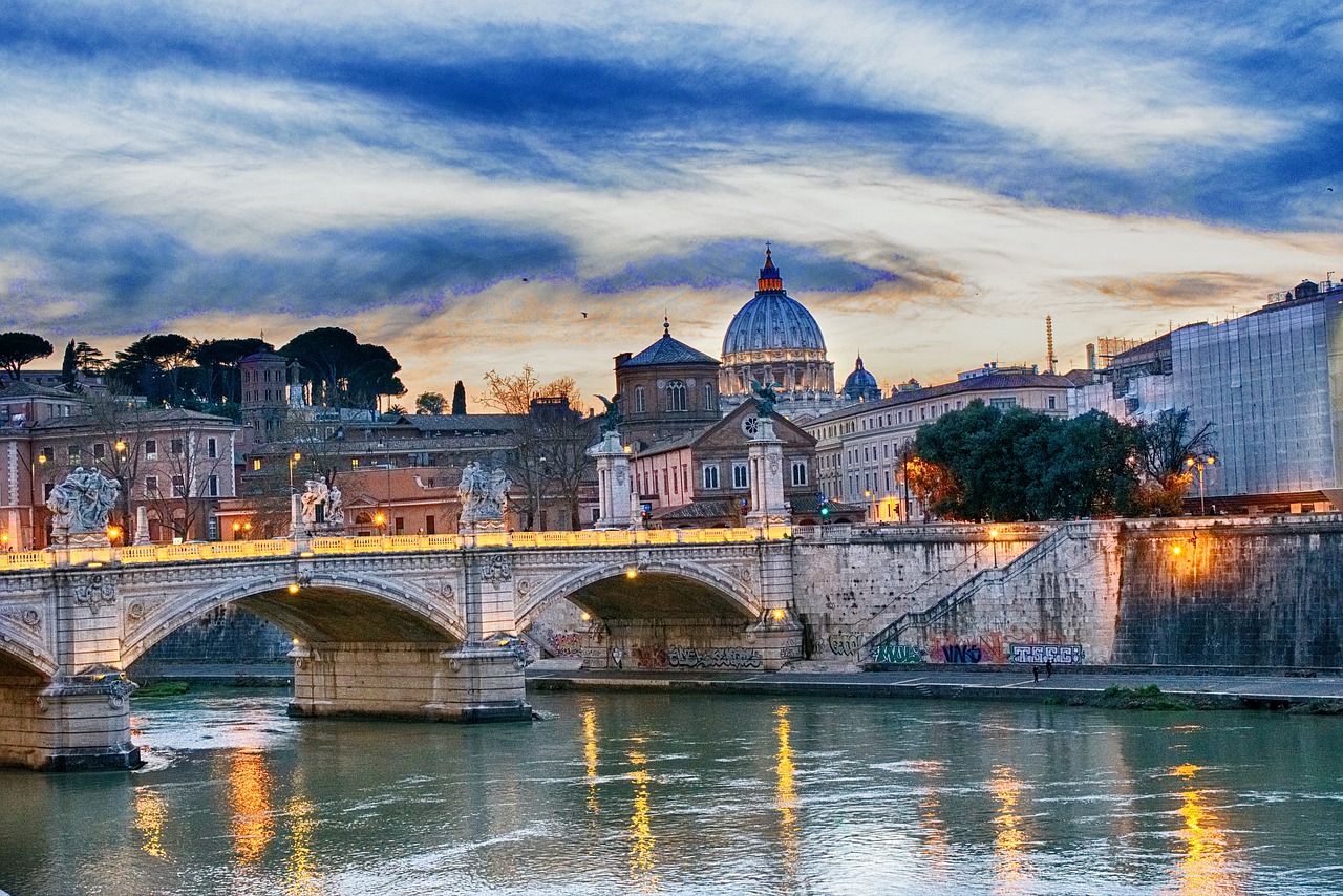 tiber bridge, rome, bridge