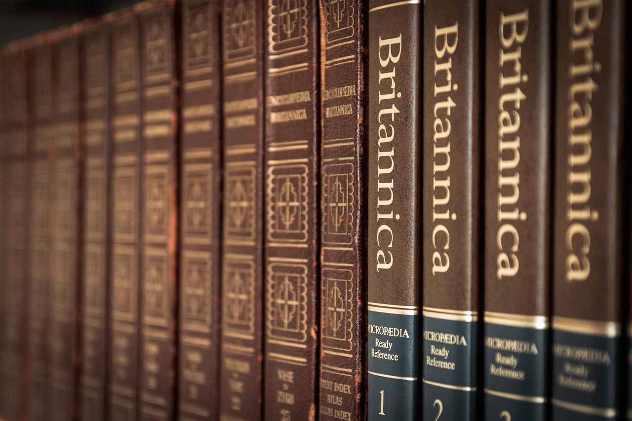 library, books, encyclopedia