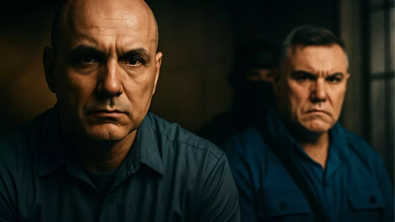 Cinkota a Černák v tlmenom osvetlení, detailný portrét výrazov tváre zachytáva emócie a napätie.