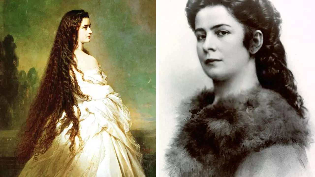 Portrét ženy v elegantných šatách so splývavými vlasmi a druhý v kožušinovom kabáte z historického obdobia.