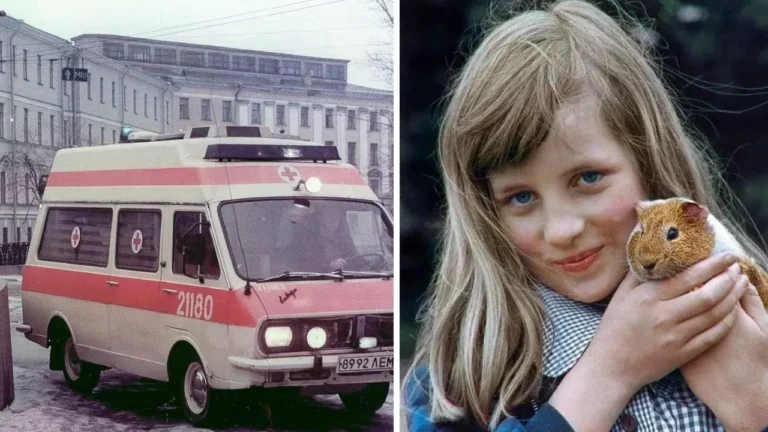 Dievča s morčaťom a sanitka na zimnej ulici, historická atmosféra mesta v pozadí.