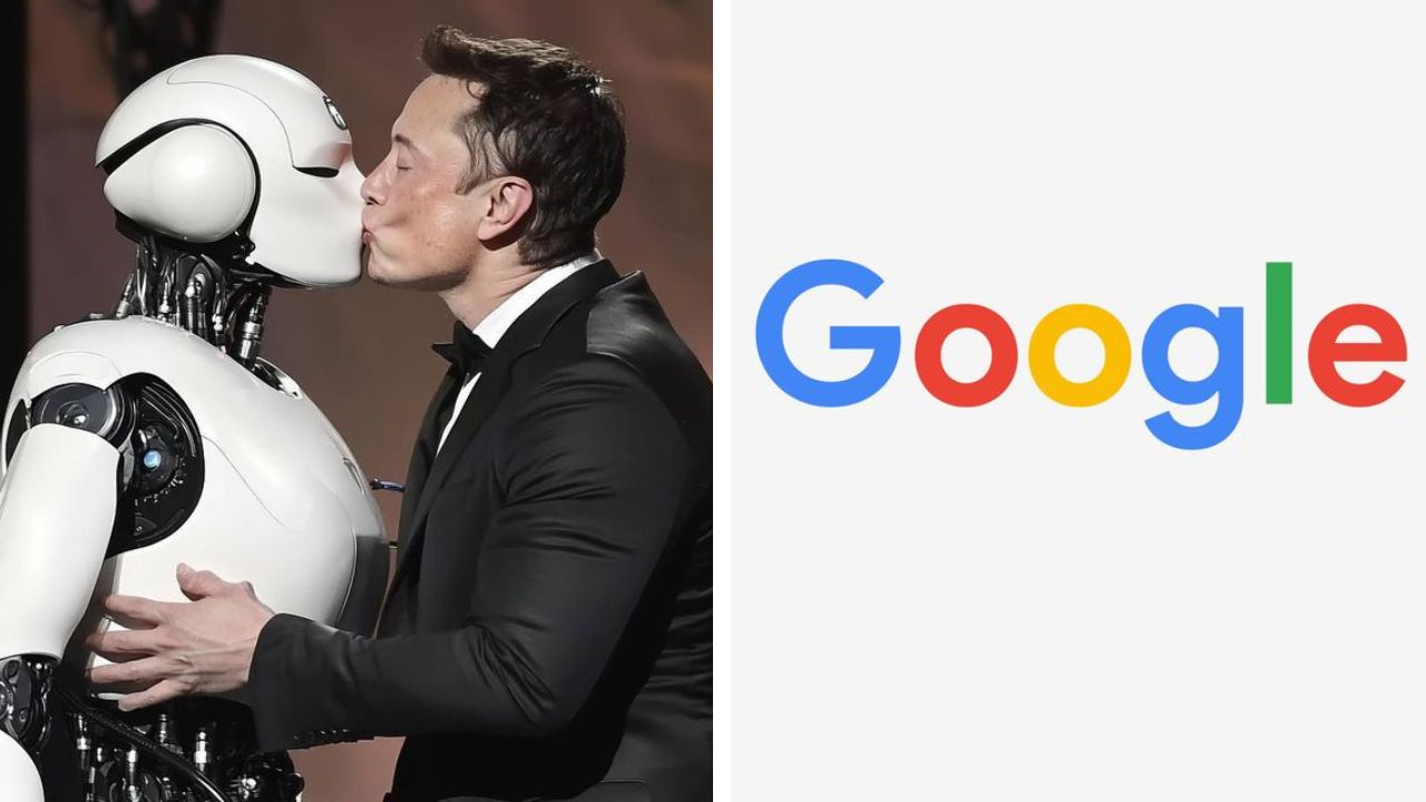 Ľudská postava bozkáva robota a vedľa je logo spoločnosti Google.